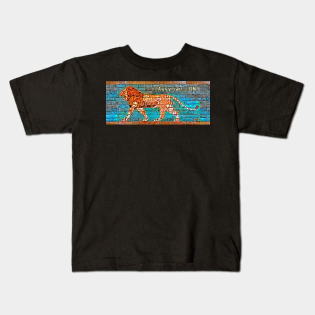 Assyrian Lion Kids T-Shirt by doniainart